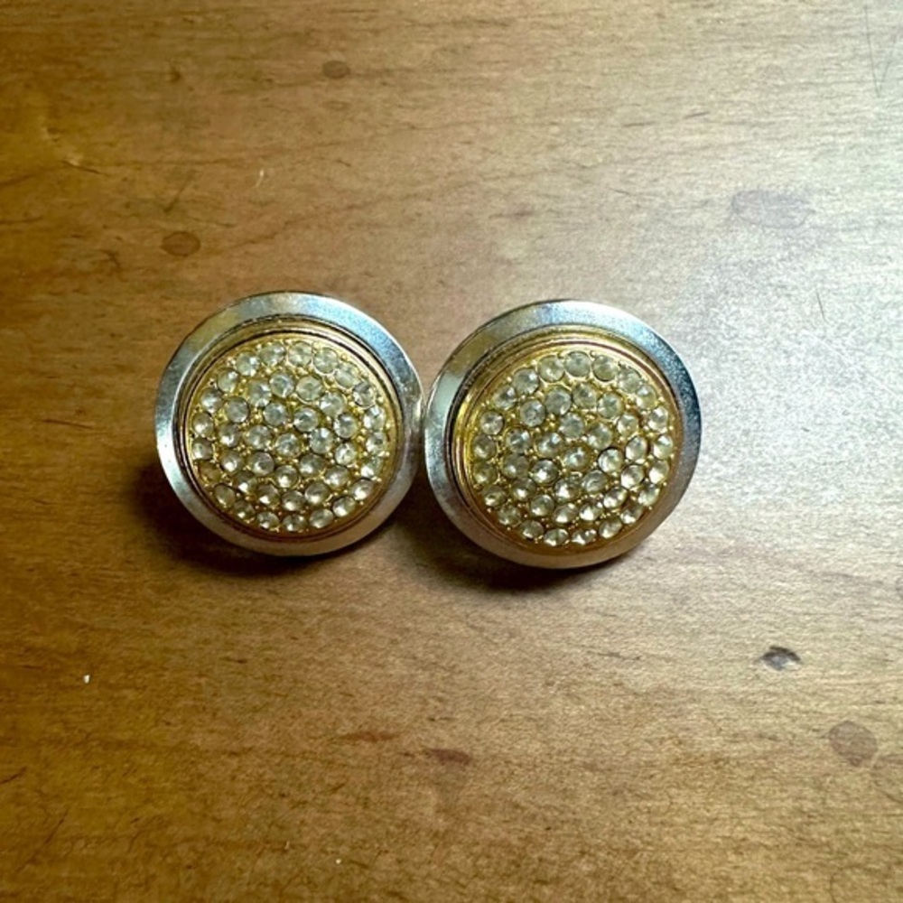 Vintage Rhinestone Cluster Button Stud Earrings
